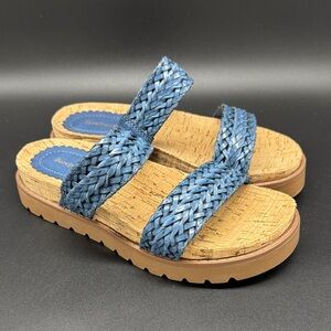 BareTraps Deanne Blue Woven Ladies Slide Sandals Sz 6